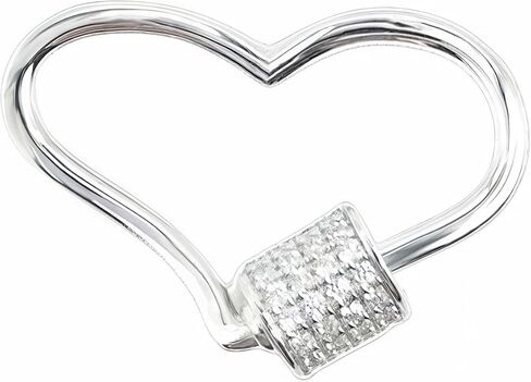 925 الفضة الاسترليني شكل قلب قفل حلقة تسلق مايكرو تمهيد مكعب زركونيا المسمار قفل حلقة تسلق سحر لقلادة سوار صنع المجوهرات in Kuwait