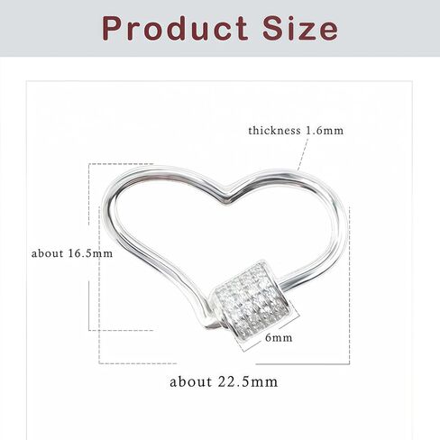 925 الفضة الاسترليني شكل قلب قفل حلقة تسلق مايكرو تمهيد مكعب زركونيا المسمار قفل حلقة تسلق سحر لقلادة سوار صنع المجوهرات in Kuwait