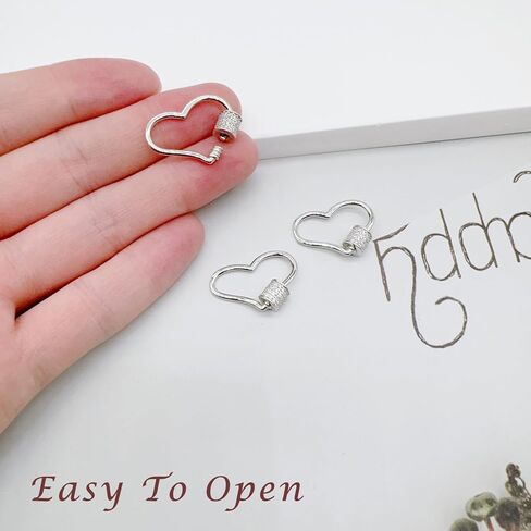 925 الفضة الاسترليني شكل قلب قفل حلقة تسلق مايكرو تمهيد مكعب زركونيا المسمار قفل حلقة تسلق سحر لقلادة سوار صنع المجوهرات in Kuwait