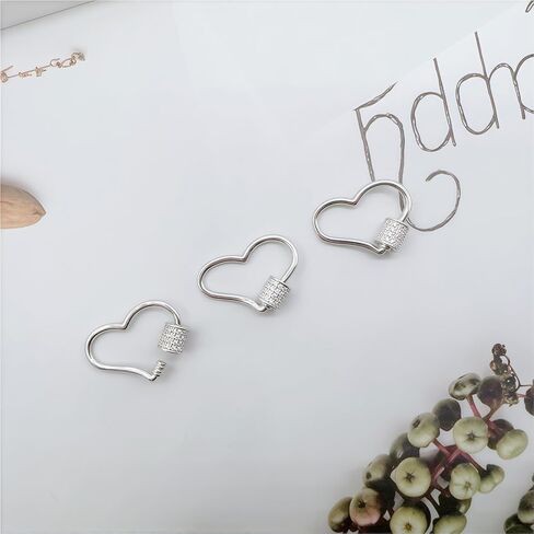 925 الفضة الاسترليني شكل قلب قفل حلقة تسلق مايكرو تمهيد مكعب زركونيا المسمار قفل حلقة تسلق سحر لقلادة سوار صنع المجوهرات in Kuwait