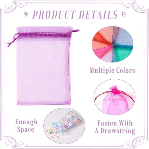 110Pcs Organza Bags Colorful Jewellery Storage Pouches Wedding Favour Party Mesh Drawstring Gift Wrapping Pouches for Candy Jewelry 15x10cm in Saudi Arabia