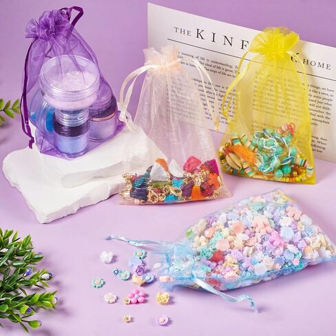 110Pcs Organza Bags Colorful Jewellery Storage Pouches Wedding Favour Party Mesh Drawstring Gift Wrapping Pouches for Candy Jewelry 15x10cm in Saudi Arabia