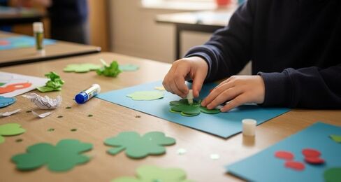 SHAPES ETC. 31 Pcs Green Assorted Shamrock Small Creative Cut-Outs 3in Construction Paper St. Patrick's Day Decorations Holiday Decor Kids' Irish School Craft Projects St. Patty's Day Parades USA Made in Saudi Arabia