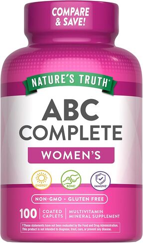 Multivitamin for Women 50 Plus | 100 Caplets | Non-GMO & Gluten Free | ABC Complete Multivitamin | by Nature's Truth in Saudi Arabia