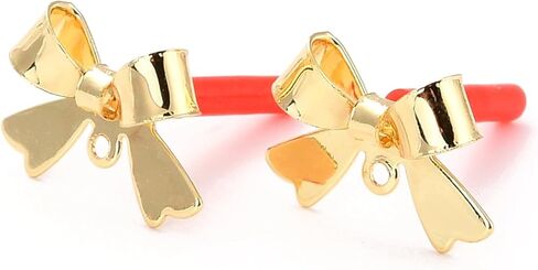 LiQunSweet 100 pcs Golden Color Mini Bow Tie Theme Alloy Earring Studs with 304 Stainless Steel Pin Loop Bowknot Studs for DIY Jewelry Earring Making Findings Decor in Saudi Arabia