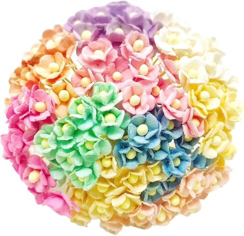 PL Flower Set of 100 pcs. Double Layers Paper Daisies Mulberry Paper Flowers Craft Handmade Size 0.39" Scrapbook for so Many Card Craft Projects in Saudi Arabia