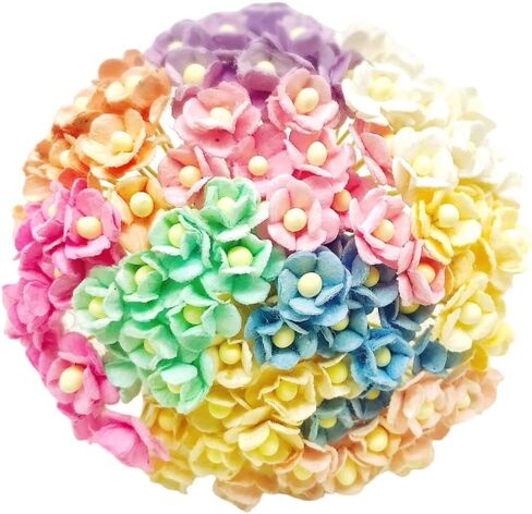 PL Flower Set of 100 pcs. Double Layers Paper Daisies Mulberry Paper Flowers Craft Handmade Size 0.39" Scrapbook for so Many Card Craft Projects in Saudi Arabia