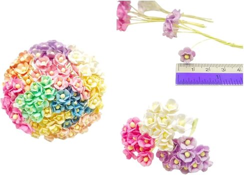 PL Flower Set of 100 pcs. Double Layers Paper Daisies Mulberry Paper Flowers Craft Handmade Size 0.39" Scrapbook for so Many Card Craft Projects in Saudi Arabia