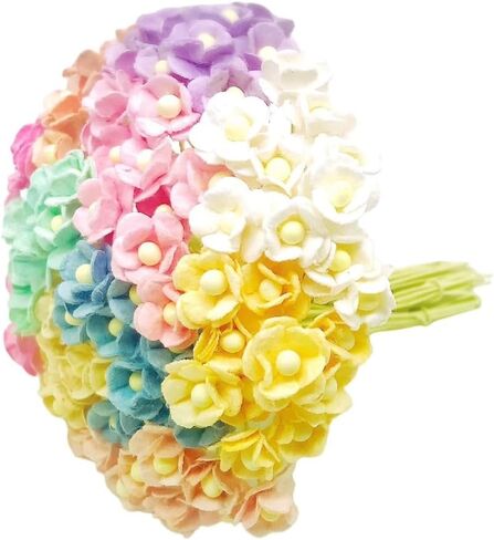 PL Flower Set of 100 pcs. Double Layers Paper Daisies Mulberry Paper Flowers Craft Handmade Size 0.39" Scrapbook for so Many Card Craft Projects in Saudi Arabia
