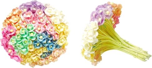 PL Flower Set of 100 pcs. Double Layers Paper Daisies Mulberry Paper Flowers Craft Handmade Size 0.39" Scrapbook for so Many Card Craft Projects in Saudi Arabia