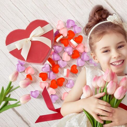 Gemscream 60 Pieces Valentine's Day Decor Mini Heart DIY Crafts Red Pink Heart Shaped Plastic Gems for Valentine's Day Vase Filler for DIY Garden Accessories Christmas Decor Phone Case Making in Saudi Arabia