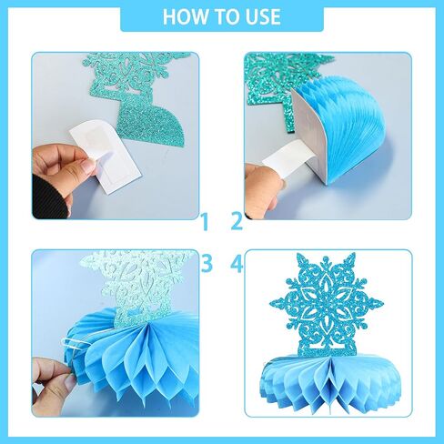 Ephlyn 12 قطعة من قطع مركزية على شكل قرص العسل على شكل قرص الثلج من Frozen Winter Wonderland ديكورات حفلات عيد الميلاد وعطلات الشتاء وأعياد الميلاد وحفلات استقبال المولود باللون الأزرق in Kuwait
