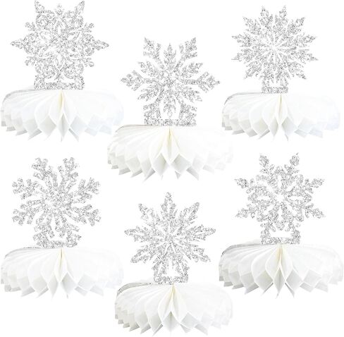 Ephlyn 12 قطعة من قطع مركزية على شكل قرص العسل على شكل قرص الثلج من Frozen Winter Wonderland ديكورات حفلات عيد الميلاد وعطلات الشتاء وأعياد الميلاد وحفلات استقبال المولود باللون الأزرق in Kuwait