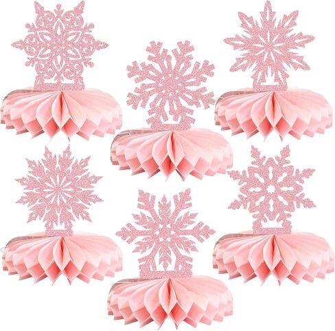 Ephlyn 12 قطعة من قطع مركزية على شكل قرص العسل على شكل قرص الثلج من Frozen Winter Wonderland ديكورات حفلات عيد الميلاد وعطلات الشتاء وأعياد الميلاد وحفلات استقبال المولود باللون الأزرق in Kuwait