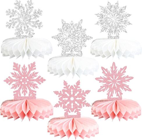 Ephlyn 12 قطعة من قطع مركزية على شكل قرص العسل على شكل قرص الثلج من Frozen Winter Wonderland ديكورات حفلات عيد الميلاد وعطلات الشتاء وأعياد الميلاد وحفلات استقبال المولود باللون الأزرق in Kuwait