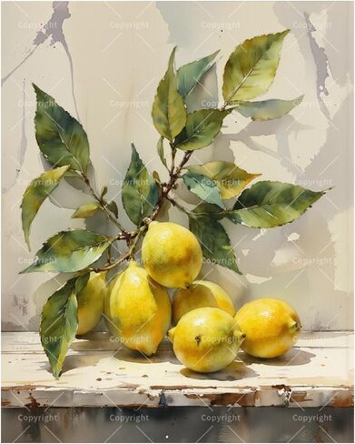 Still Life Paint by Numbers Kit for Adults - DIY Lemons Branch with Leaves Painting on Canvas 16x20 Inches, Acrylic Paint Set, Suitable for Beginners, Art for Home Decoration or Gifts in Saudi Arabia