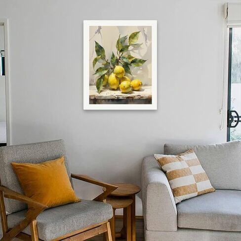 Still Life Paint by Numbers Kit for Adults - DIY Lemons Branch with Leaves Painting on Canvas 16x20 Inches, Acrylic Paint Set, Suitable for Beginners, Art for Home Decoration or Gifts in Saudi Arabia
