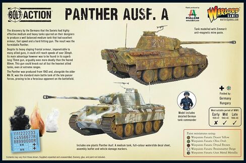 Warlord Games German Army Panther Ausf A - 1:56 / 28mm Plastic Scale Model Tank for Bolt Action Highly Detailed World War 2 Miniatures for Table-top Wargaming in Saudi Arabia