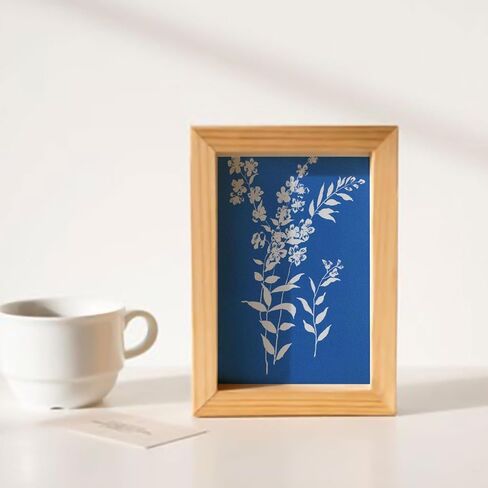 Goktvai 48 قطعة من ورق طباعة Cyanotype، 11.5x8.1 سم/4.53x3.19in مجموعة ورق طباعة الشمس الشمسية مع لوحتين بلاستيكيتين للمبتدئين أو الفنانين الطبيعة الإبداعية والفن النباتي DIY in Saudi Arabia