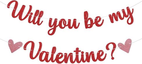Will You Be My Valentine? Banner Red Glitter Be My Girlfriend Happy Valentine's Day Party Decoration Will You Be My Girlfriend Romantic Party Supplies in Saudi Arabia