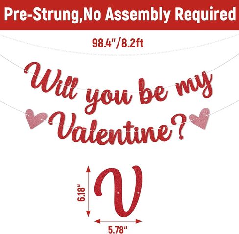 Will You Be My Valentine? Banner Red Glitter Be My Girlfriend Happy Valentine's Day Party Decoration Will You Be My Girlfriend Romantic Party Supplies in Saudi Arabia