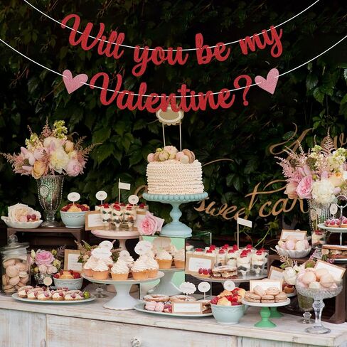 Will You Be My Valentine? Banner Red Glitter Be My Girlfriend Happy Valentine's Day Party Decoration Will You Be My Girlfriend Romantic Party Supplies in Saudi Arabia