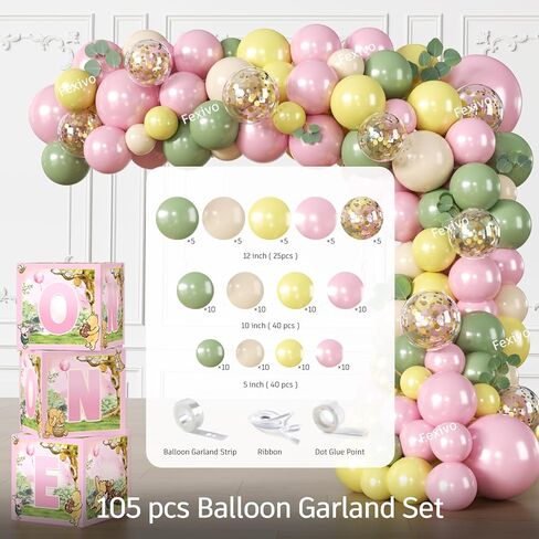 273 PCS Bear 1st Birthday Decorations, All-in-One Baby Girl 1st Birthday Decorations Set with Plates, Napkins, Serves 25, 2 Tablecloths, Balloon Arch, Backdrop & Banner, Pink in Saudi Arabia