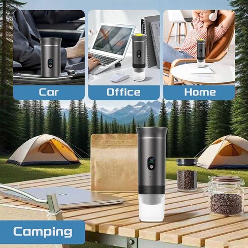 3-in-1 Portable Espresso Machine for Travel & Camping- 20 Bar Self-Heating Portable Coffee Maker with USB-C LED Display Car Coffee Maker, Compatible with Grounds&Capsules(Ns&DG) for RV, Hiking, Office in Saudi Arabia
