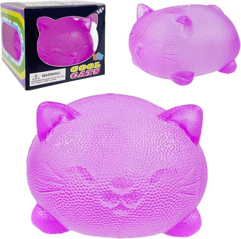 Gummy Kitty & Sugar Ball Designs, Anxiety Relief & Focus Toy, Maltose Filled Squeeze Cat Toys for Sensory Play, Sensory Fidget Toys for Adults, Kids, Slow Rising Squishy Stress Ball (Purple ) in Kuwait