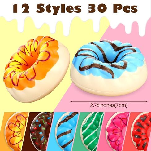 30 Pcs Valentine's Day Donut Stress Balls for Kids with Funny Valentines Cards Donut Squeeze Toys for Girls Boys Classroom Exchange Gifts Stress Relief Balls for Valentines Birthday Party in Saudi Arabia