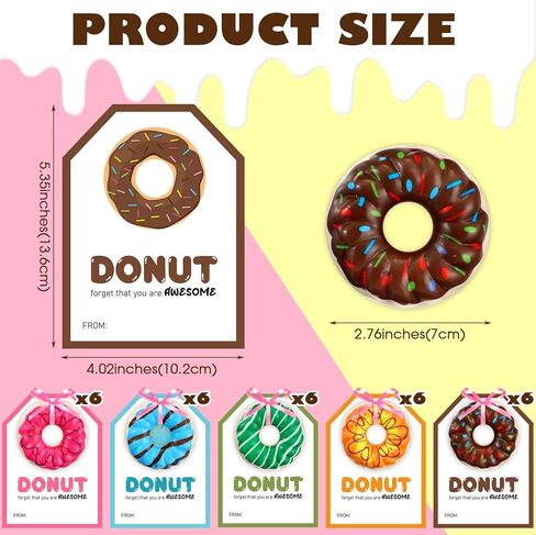 30 Pcs Valentine's Day Donut Stress Balls for Kids with Funny Valentines Cards Donut Squeeze Toys for Girls Boys Classroom Exchange Gifts Stress Relief Balls for Valentines Birthday Party in Saudi Arabia