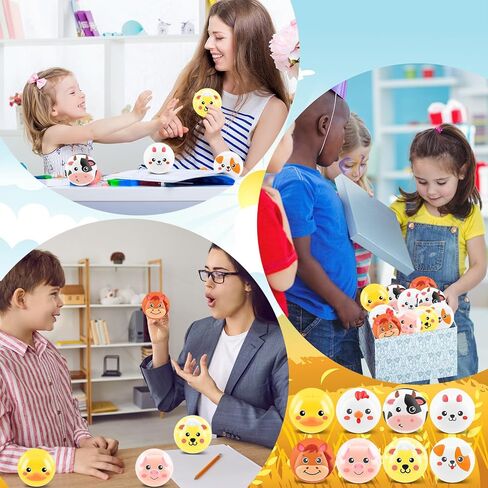 HyDren 48 Pcs Animal Stress Balls Bulk 2'' Cute Farm Animal Party Favors Baby Shower Squeeze Ball Mini Foam Stress Fidget Toys with Bag for Kids Adults Birthday School Gift, 8 Styles in Saudi Arabia