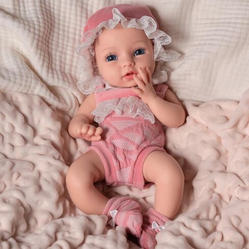 BABESIDE Full Body Silicone Reborn Baby Dolls Girl - 12 Inch Weighted Realistic Newborn Baby Doll with Blue Eyes, Complete Accessories & Gift Box - Ideal for Collectors and Gift Givers in Saudi Arabia