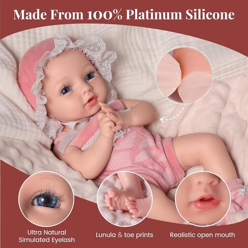 BABESIDE Full Body Silicone Reborn Baby Dolls Girl - 12 Inch Weighted Realistic Newborn Baby Doll with Blue Eyes, Complete Accessories & Gift Box - Ideal for Collectors and Gift Givers in Saudi Arabia
