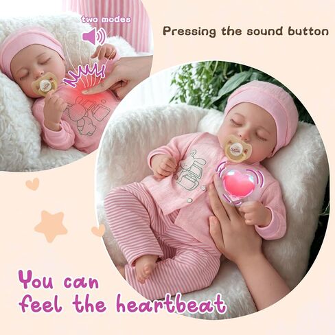 BABESIDE Realistic Baby Doll with Heartbeat Loulou, 20 inch Handmade Reborn Baby Dolls Girl with Crying and Babbling Voice, Real Baby Dolls That Look Real for Girls Boys Kids Age 3+ in Saudi Arabia
