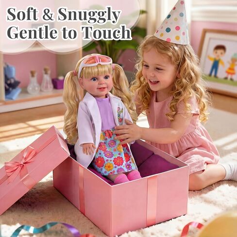 BABESIDE American Realistic Baby Doll Girl, 16 Inch Pretend Play Dolls Set, Long Gold Ponytail Complete with Clothes and Toy Accessories Gift for Kids Age 3+ in Saudi Arabia