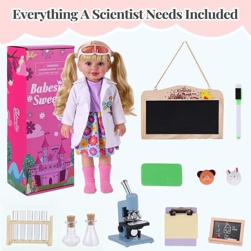 BABESIDE American Realistic Baby Doll Girl, 16 Inch Pretend Play Dolls Set, Long Gold Ponytail Complete with Clothes and Toy Accessories Gift for Kids Age 3+ in Saudi Arabia