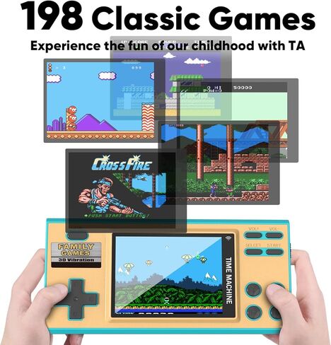 ألعاب EASEGMER المحمولة للأطفال، 198 لعبة توصيل وتشغيل كلاسيكية مدمجة، مشغل ألعاب فيديو محمول 3 بوصة، أفضل ألعاب هدايا إلكترونية للأطفال من سن 4 إلى 12 عامًا (وردي) in Kuwait