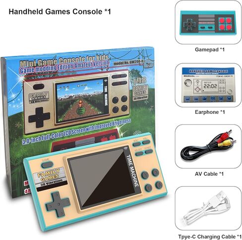 ألعاب EASEGMER المحمولة للأطفال، 198 لعبة توصيل وتشغيل كلاسيكية مدمجة، مشغل ألعاب فيديو محمول 3 بوصة، أفضل ألعاب هدايا إلكترونية للأطفال من سن 4 إلى 12 عامًا (وردي) in Kuwait