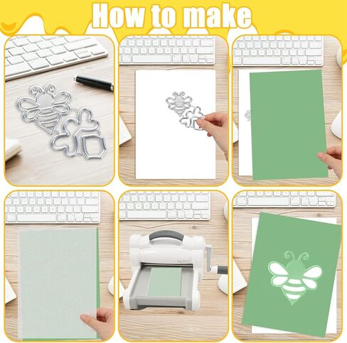 Bee Cutting Dies, BENOSAPCE 2 Pcs Hollow Bees Frame Metal Die Cuts Animal Bees Embossing Stencil Die Cutting Template Mold for Making Wedding Album Paper Card Decoration DIY Scrapbook Photo in Saudi Arabia