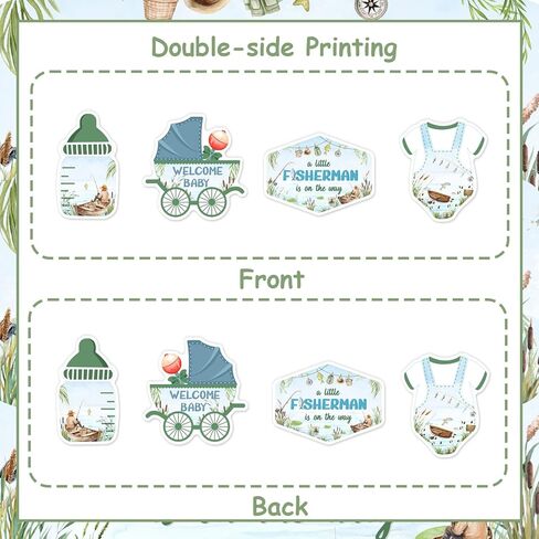 Fishing Baby Shower Decoration Boy, 36pcs A Little Fisherman is on The Way Decoration Cupcake Topper Double-Sided Printing Cake Decor for Gone Fishing Baby Shower Gender Reveal Supplies in Saudi Arabia