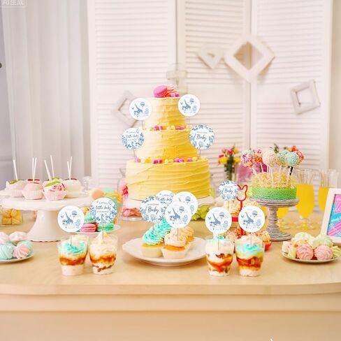 36 قطعة من أغطية الكب كيك للاستحمام باللون الأزرق الفرنسي، اختيارات كب كيك للترحيب بحيوانات الغابة للأولاد، ديكور كعكة صيني لحيوانات السفاري وكشف الجنس/ديكور حفلة عيد الميلاد الأولى in Kuwait