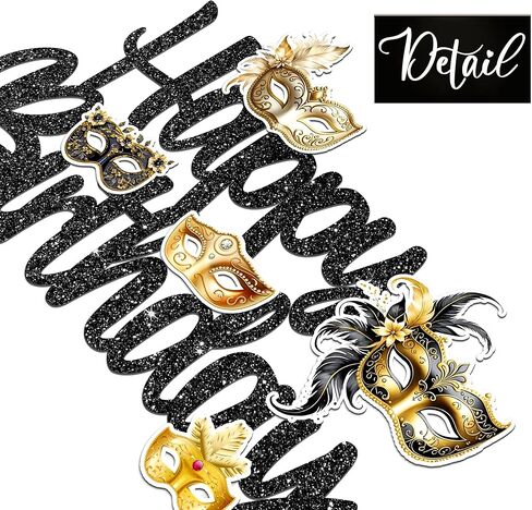 Masquerade Mask Happy Birthday Cake Topper Black Glitter Mask Birthday Party Decorations Masquerade Mardi Gras Theme Cake Picks for Bachelorette Carnival Dancing Party Supplies in Saudi Arabia