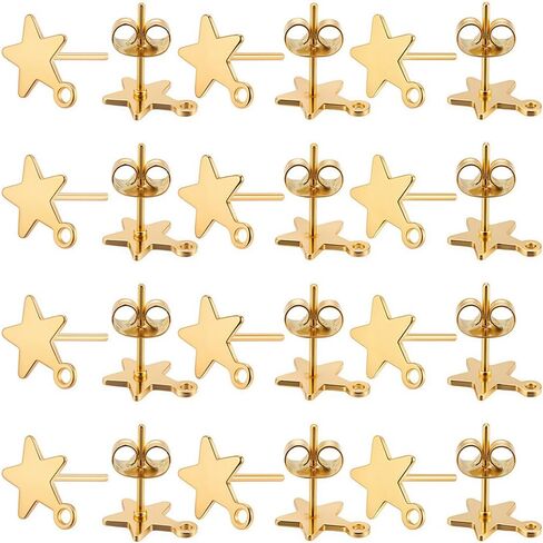 SUNNYCLUE 1 Box 60Pcs Real 18K Gold Plated Star Earring Posts Stainless Steel Earring Stud Findings with Loop Pentagram Star Post with 80Pcs Ear Nuts for DIY Earrings Jewelry Making Women Gifts in Saudi Arabia