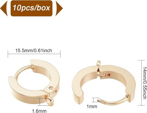 BENECREAT 10PCS Stainless Steel Huggie Hoop Earring Hook Jewelry Findings Stud Earring Findings with Storage Container for Jewelry Making Findings in Saudi Arabia