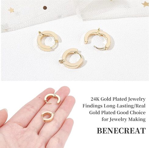 BENECREAT 10PCS Stainless Steel Huggie Hoop Earring Hook Jewelry Findings Stud Earring Findings with Storage Container for Jewelry Making Findings in Saudi Arabia