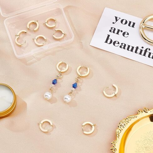 BENECREAT 10PCS Stainless Steel Huggie Hoop Earring Hook Jewelry Findings Stud Earring Findings with Storage Container for Jewelry Making Findings in Saudi Arabia