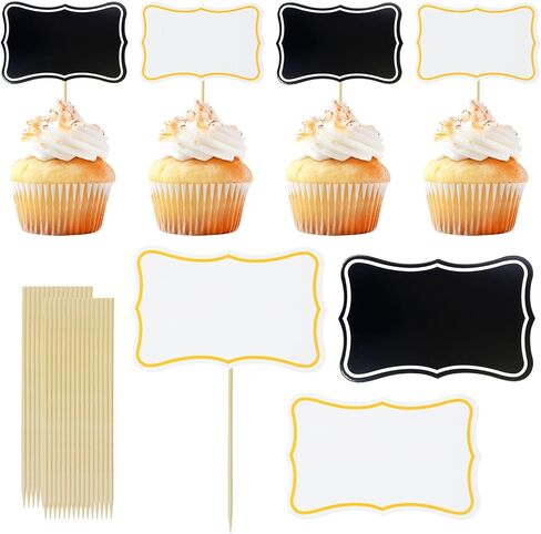 ONLYKXY 20pcs Blank Cake Cupcake Toppers Decor Toothpick Flag Cute Food Appetizer Funny Stick Picks DIY Marker Tag Sign for Theme Party Bride Shower Birthday Wedding (White) in Saudi Arabia