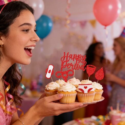 أغطية كب كيك من Happy First بيريود - مرحبًا بكم في ديكور القمر الأول - احتفال دورة الفتيات - زينة حفلات خاصة بالفتاة الصغيرة - 24 قطعة in Saudi Arabia