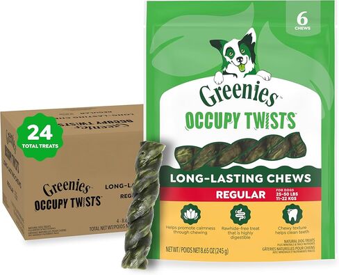 Greenies Occupy Twists Natural Dog Treats Regular Size Dog Chews Long Lasting Chicken Flavor, 34.6 oz. Pack, 24 Count in Saudi Arabia